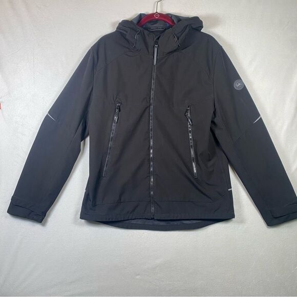 Michael Kors Black Soft Shell Hooded Jacket Size Large - Picture 1 of 16